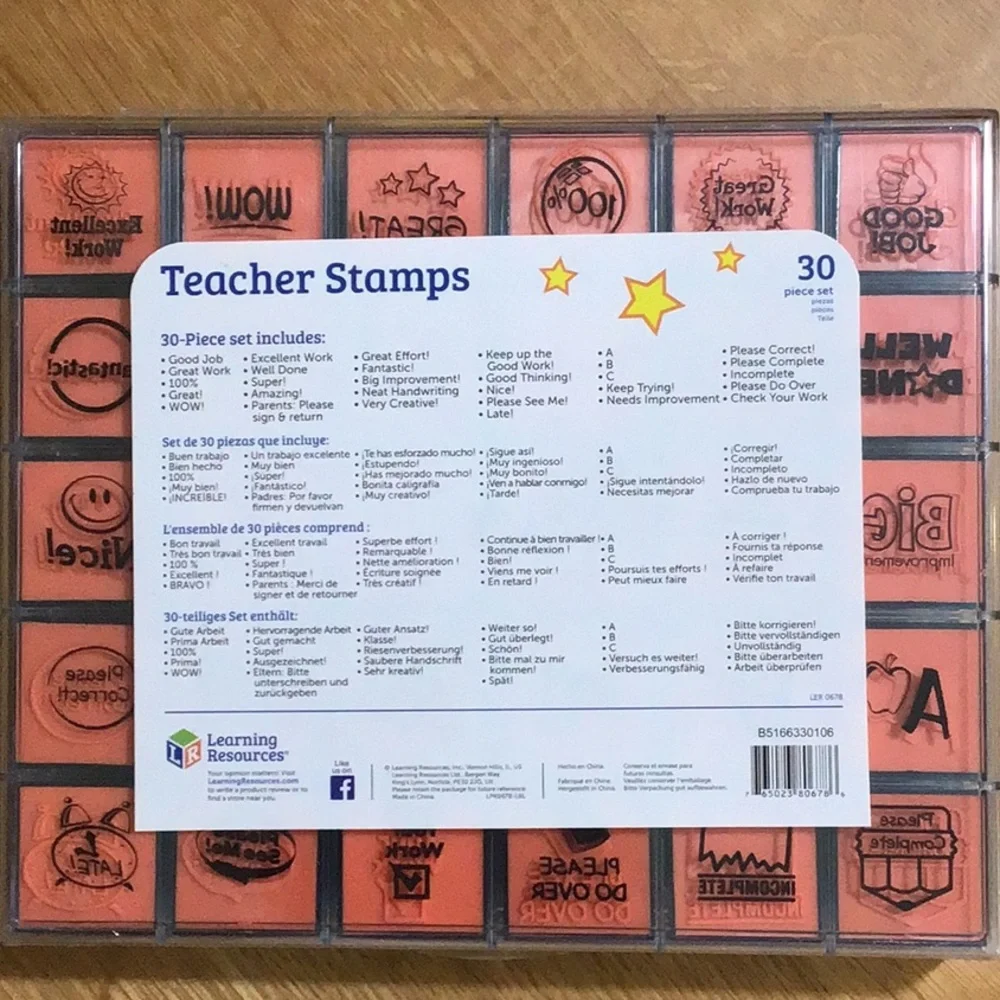 NWT set of 30 Teacher Stamps with Case